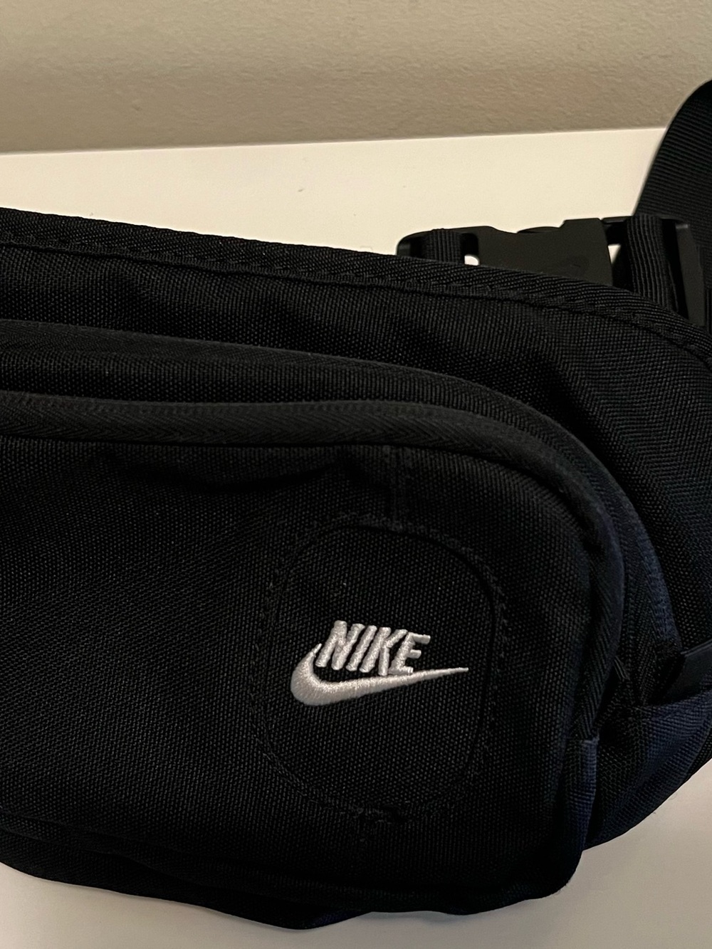 Nike Black Waist Pack with White Embroidered Swoosh